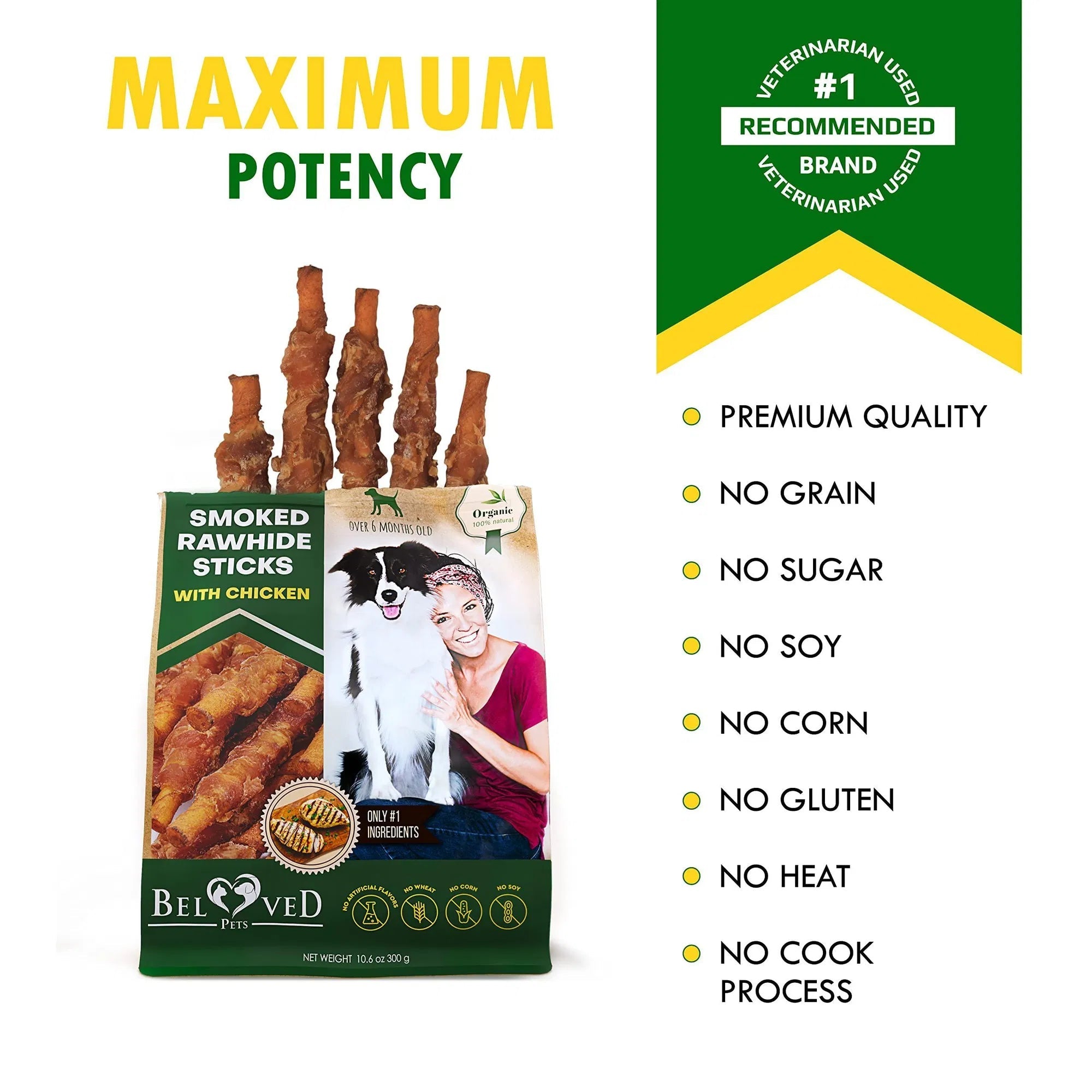 Smoked Rawhide Sticks with Chicken Wrap – Natural Dog Chew Treats