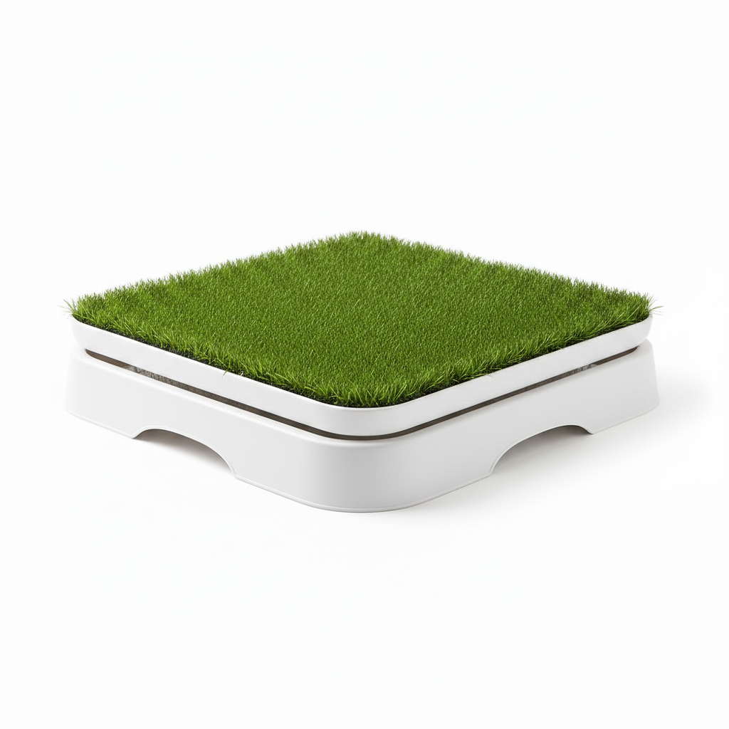 Indoor dog potty grass tray - 2-piece system with artificial grass insert and drainage tray